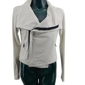 Georgie Perforated Cream Beige Faux Suede Biker Moto Jacket Women's S 3612